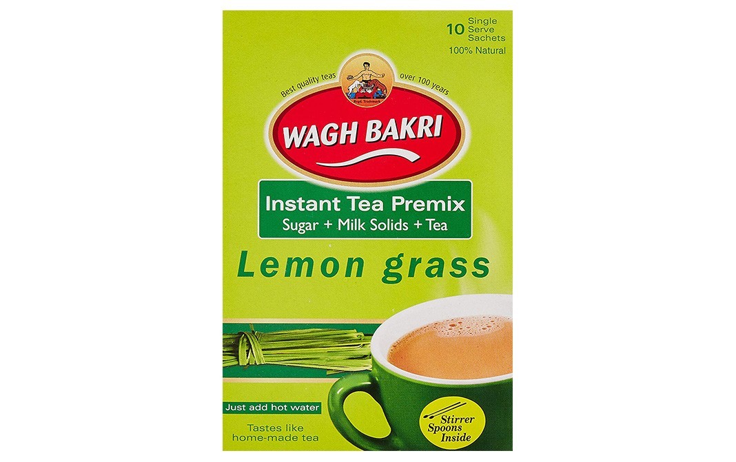Wagh Bakri Instant Tea Premix Lemon Grass (Sugar + Milk Solids + Tea)   Box  140 grams